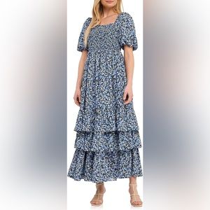 NWT English Factory Textured Floral Printed Maxi Dress